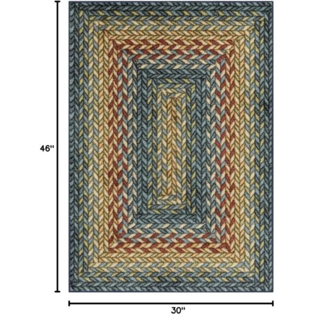 2.6 x 3.10ft Marion Bohemian Braided Rug, Washable Non-Slip Carpet for Entryway